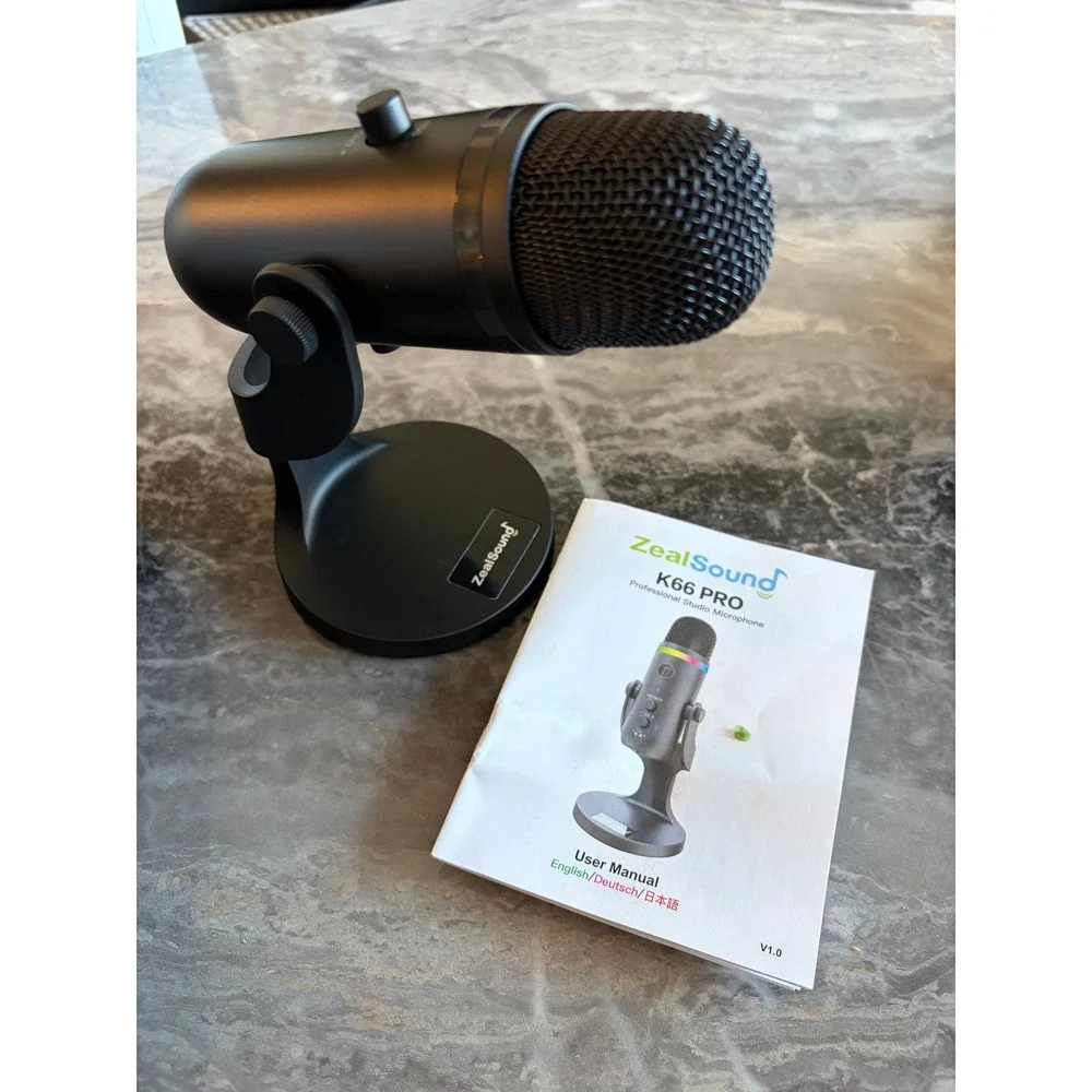 ZealSound K66 PRO Professional Studio USB Microphone Gradient RGB Stand Cables